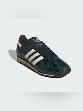 Adidas Women’s SL 72 OG SHOES Dark Green Snake-Print Runner with White Stripes
